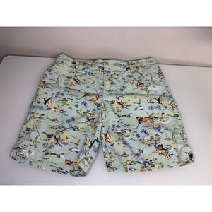 Mens Chaps Chino Shorts Size 38 Stretch Fish Marlin All Over Print